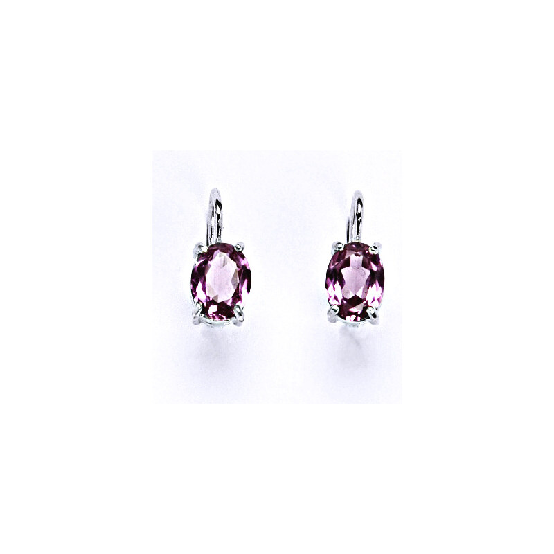Čištín s.r.o. Stříbrné náušnice na patent zirkon fuchsia 8x6 mm,