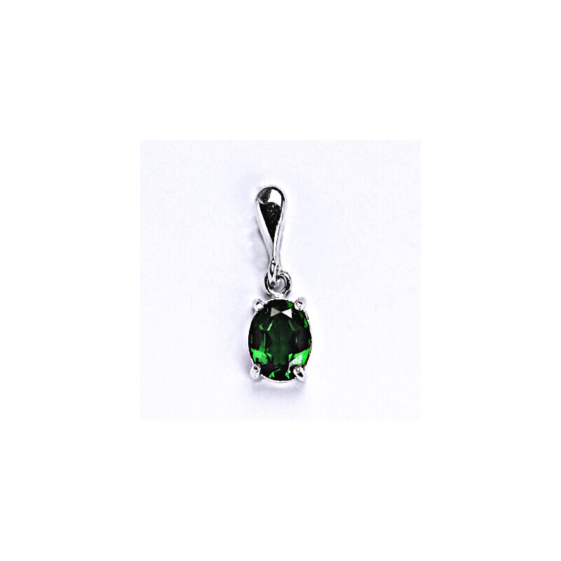 Čištín s.r.o. Stříbrný přívěsek se syntetickým zirkonem emerald