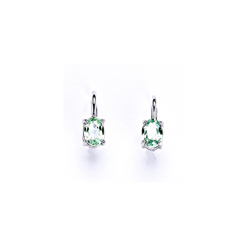 Čištín s.r.o. Stříbrné náušnice , zirkon peridot 7x5 mm - NK