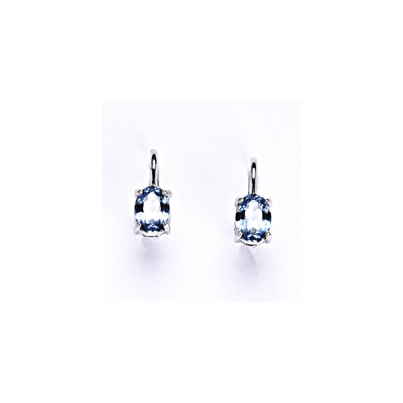 Čištín s.r.o. Stříbrné náušnice , modrý zirkon 7x5 mm, barva