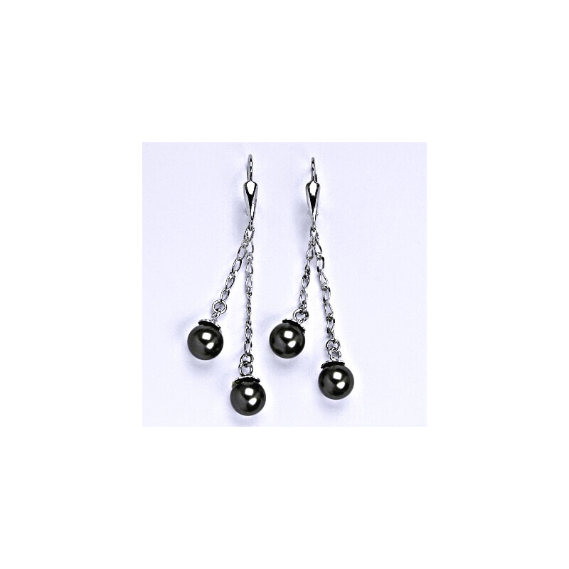Čištín s.r.o. Náušnice stříbrné se Swarovski dark gray perlou 8