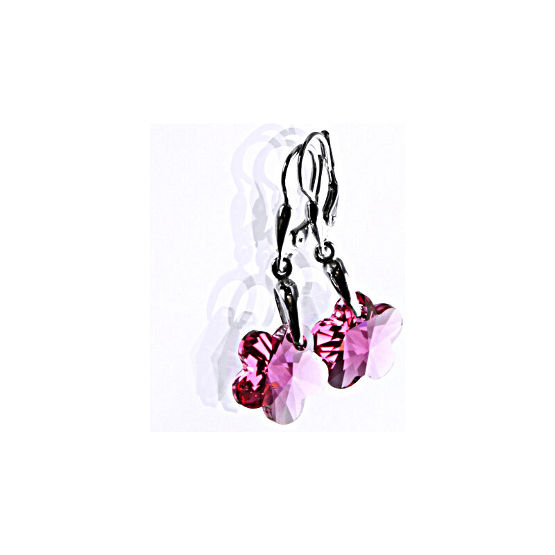 Čištín s.r.o. Stříbrné naušnice se Swarovski krystaly fuchsie,