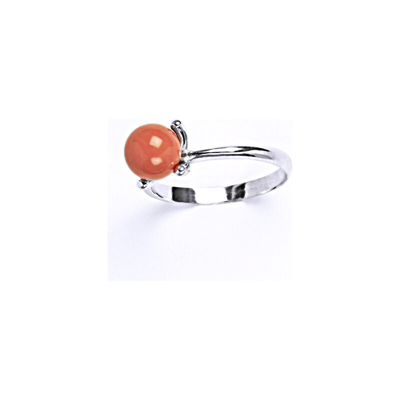 Čištín s.r.o. Stříbrný prsten se Swarovski perlou coral T 1400