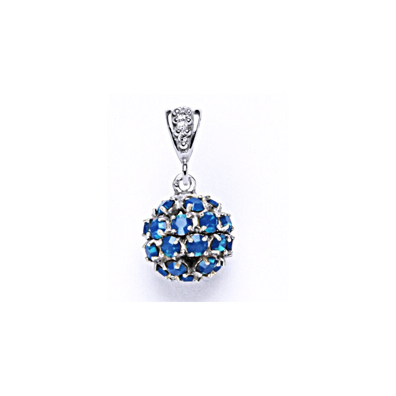Koule se Swarovski krystalem blue opal přívěsek stříbrný 15944834