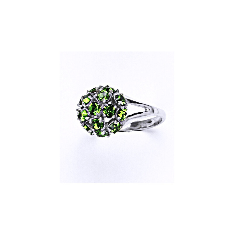 Čištín s.r.o. Stříbrný prsten s krystalem swarovski fern green,