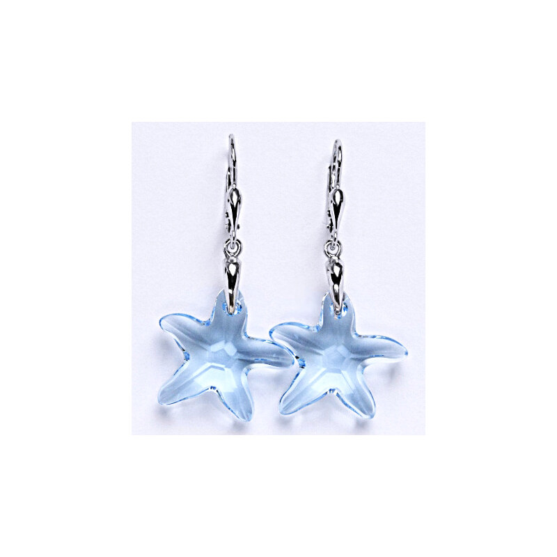 Čištín s.r.o. Stříbrné naušnice s krystaly Swarovski akvamarin,