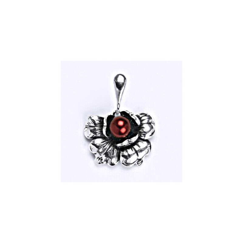 Čištín s.r.o. Stříbrný přívěšek s umělou perlou vínovou 6 mm, P