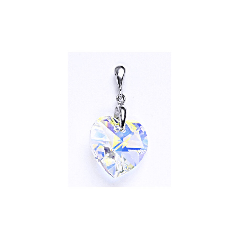 Čištín s.r.o. Stříbrný přívěšek s krystalem Swarovski srdce AB