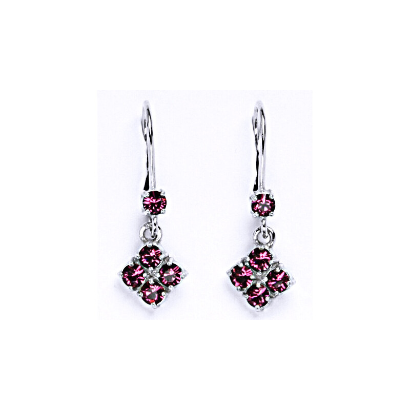 Čištín s.r.o. Stříbrné náušnice s krystalem Swarovski fuchsie