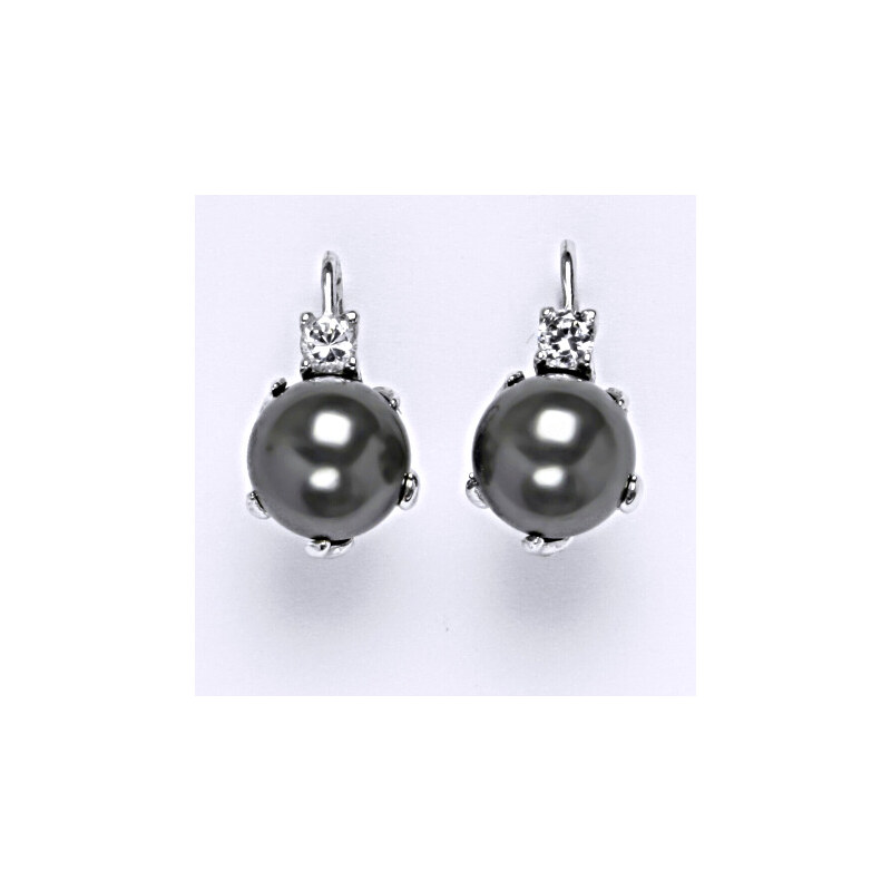 Stříbrné náušnice Swarovski perly dark gray NK 1190 15944940