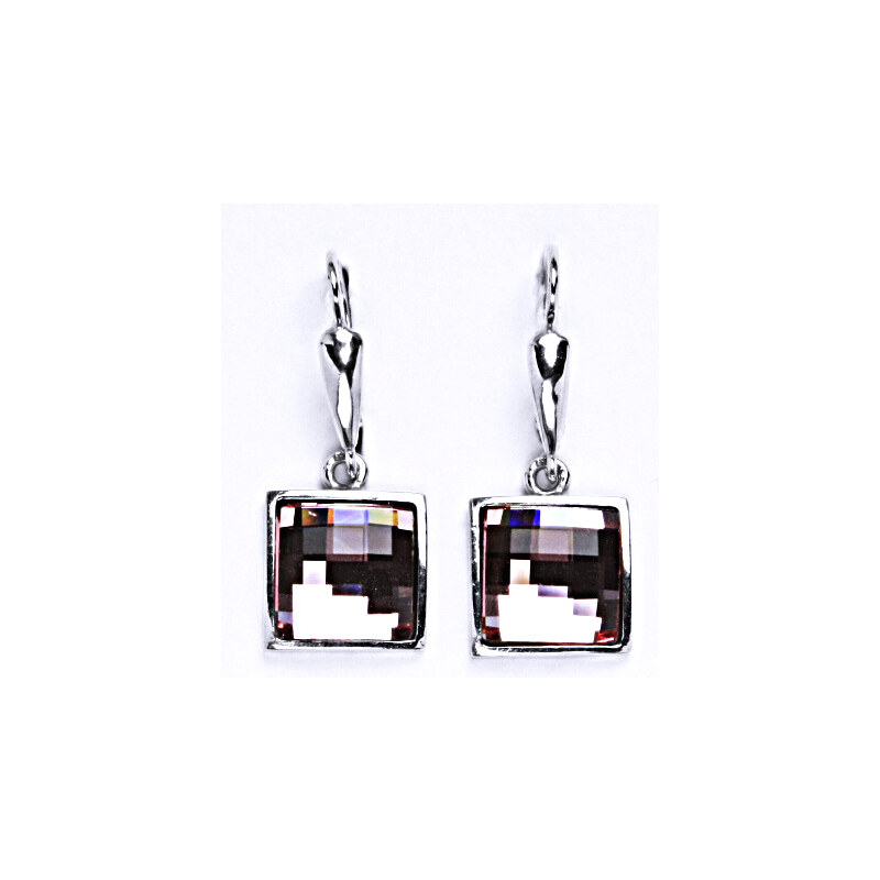 Čištín s.r.o. Náušnice stříbrné s krystalem Swarovski light rose
