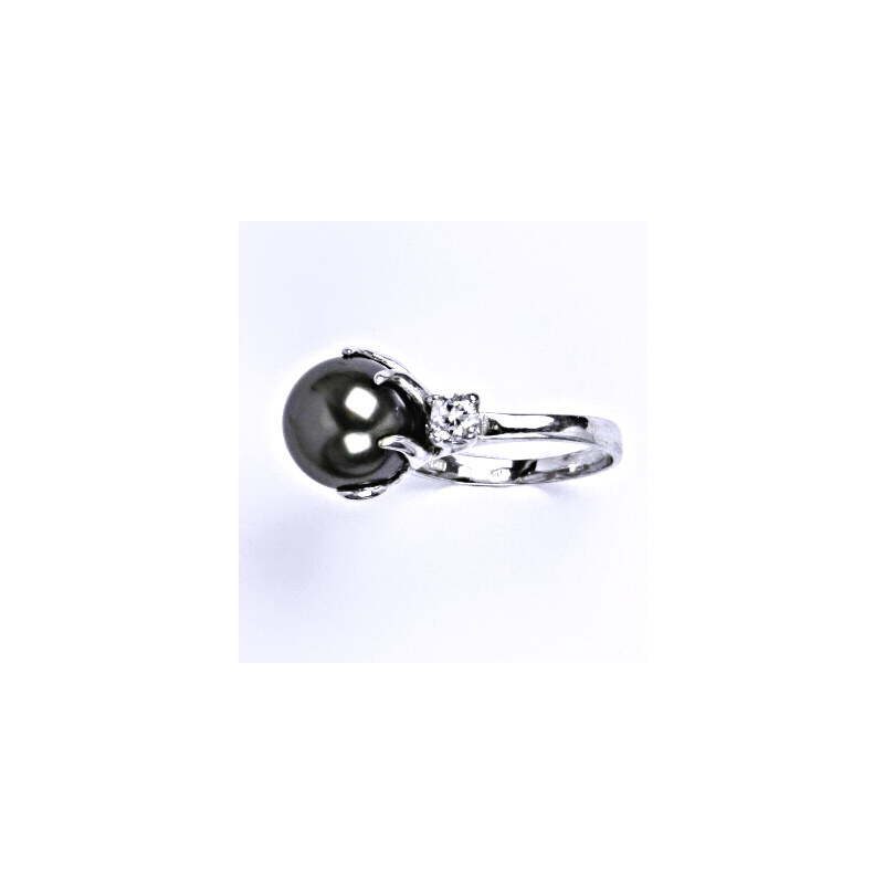 Čištín s.r.o. Stříbrný prsten se Swarovski perlou dark grey, T