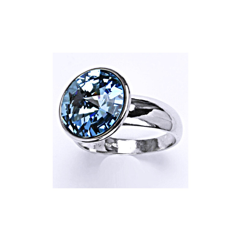 Čištín s.r.o. Prsten stříbrný , Swarovski krystal akvamarin - T