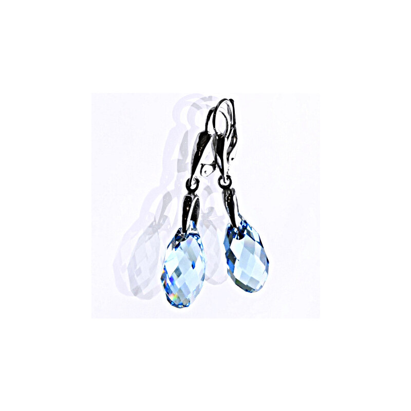 Čištín s.r.o. Stříbrné náušnice se Swarovski krystaly akvamarín