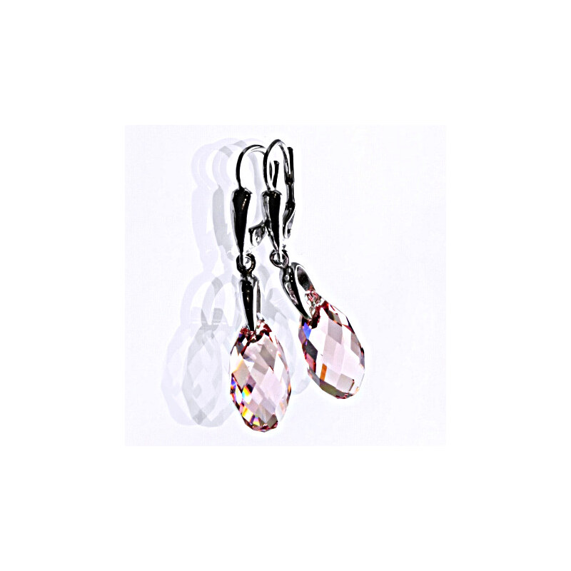 Čištín s.r.o. Stříbrné náušnice se Swarovski krystaly light rose