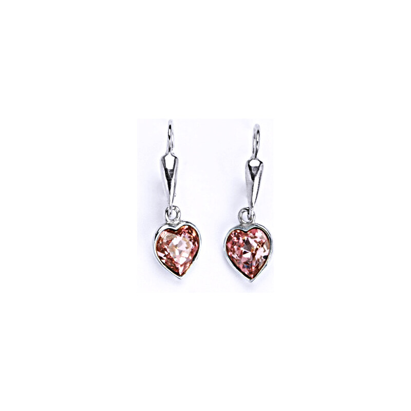 Čištín s.r.o. Stříbrné náušnice, Swarovski krystal light rose,