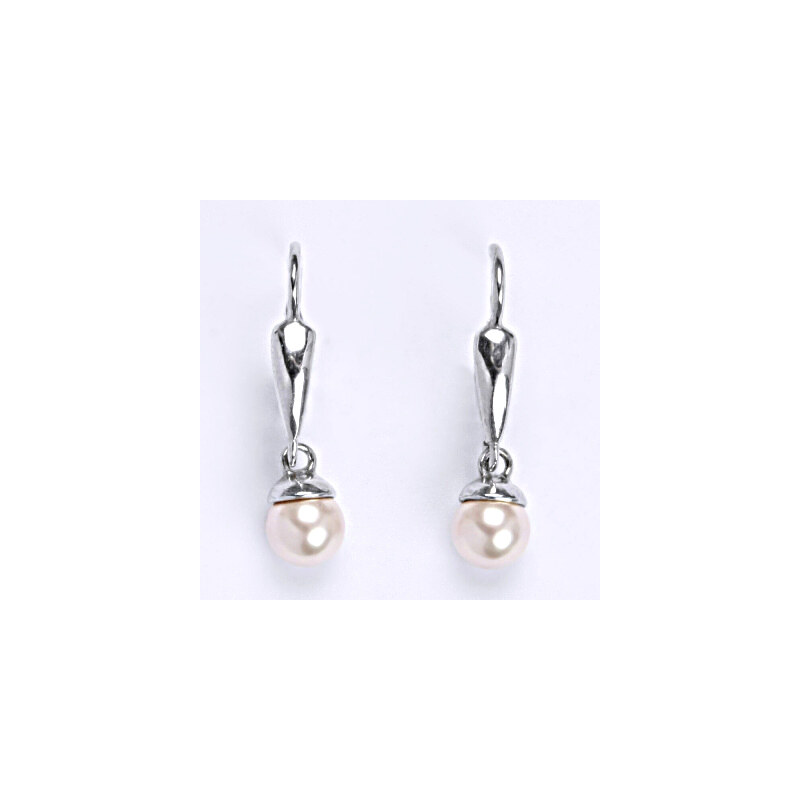 Stříbrné náušnice se Swarovski perlou rosaline 6 mm, NK 15945384