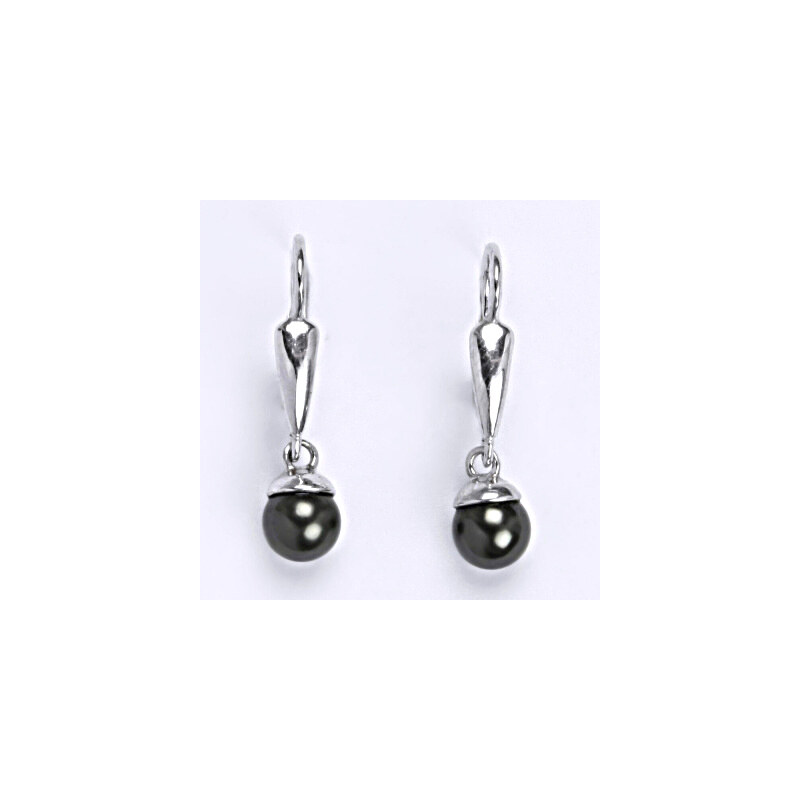 Čištín s.r.o. Stříbrné náušnice se Swarovski perlou black 6 mm,