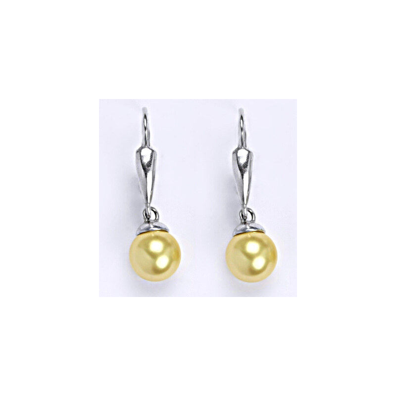 Čištín s.r.o. Stříbrné náušnice se Swarovski perlou gold 8 mm,