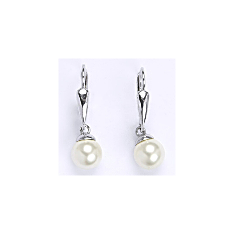 Stříbrné náušnice se Swarovski perlou white 8 mm, NK 15945392