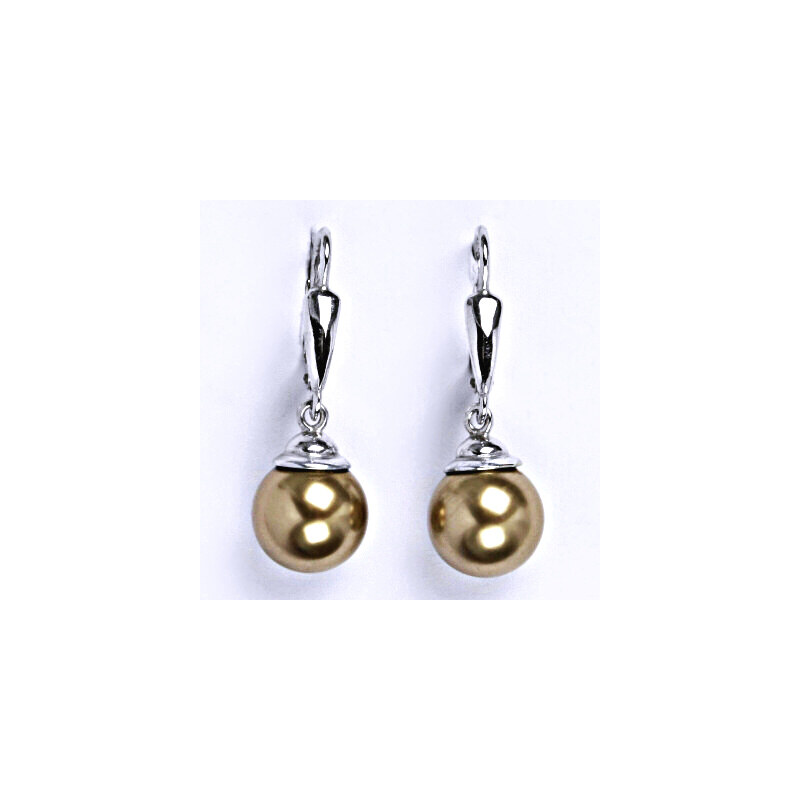 Čištín s.r.o. Stříbrné náušnice se Swarovski perlou bronze 10 mm
