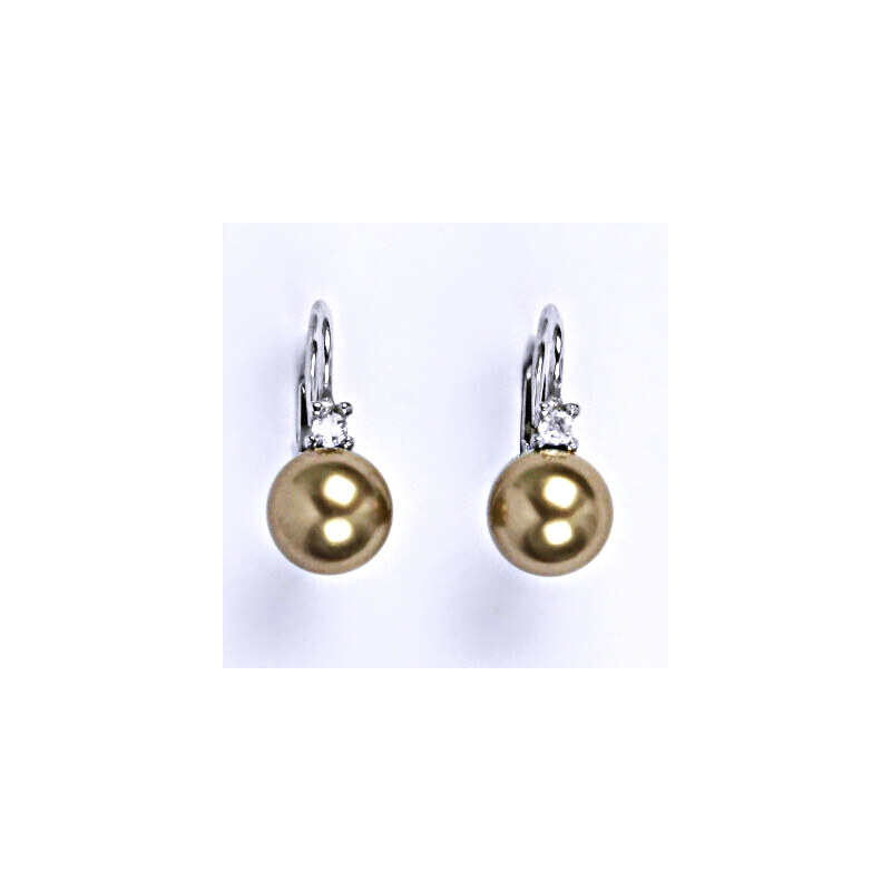 Čištín s.r.o. Stříbrné náušnice se Swarovski perlou bronze 8 mm,