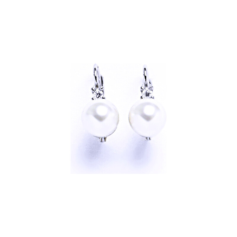 Čištín s.r.o. Swarovski perly 8 mm white naušnice patent stříbro