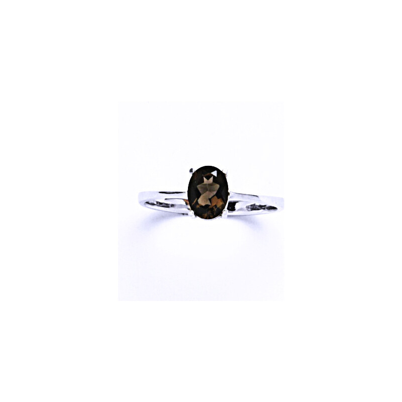 Stříbrný prsten, přírodní záhněda 8x6 mm - T 1245 15945774