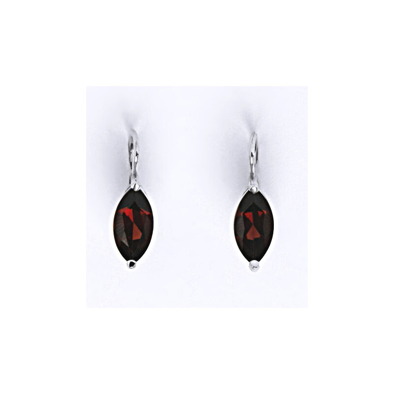 Čištín s.r.o. Stříbrné náušnice, přírodní granát 12x6 mm - NK