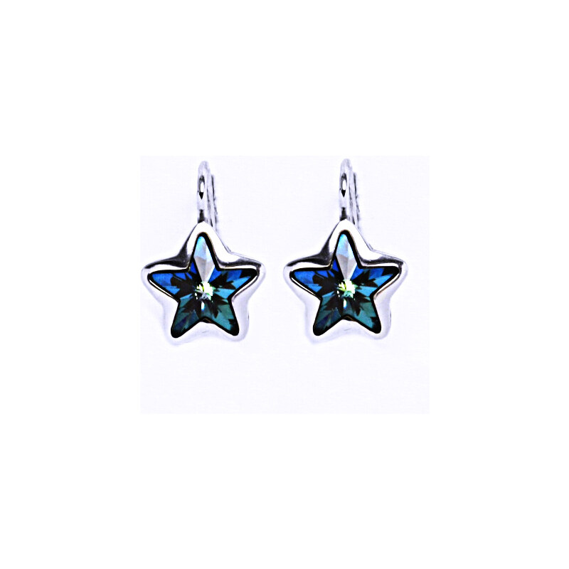Stříbrné náušnice na patent s krystaly Swarovski (modrá 15945847