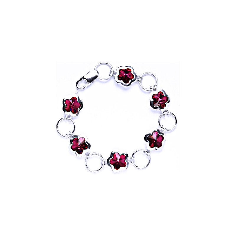 Stříbrný náramek s krystaly Swarovski (fuchsie) R 1296 15945966