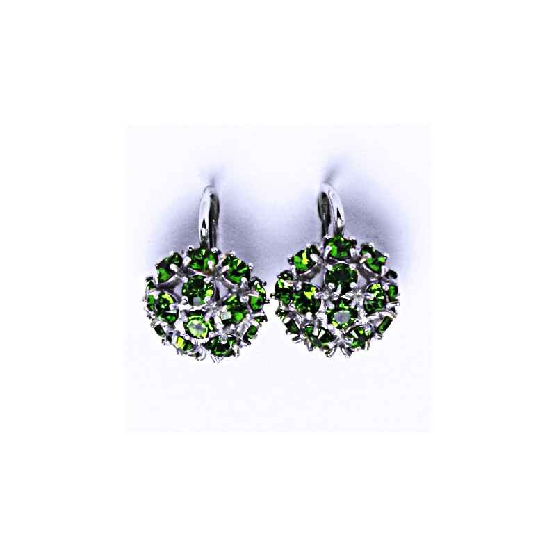 Čištín s.r.o. Náušnice stříbrné půlkoule s krystalem Swarovski