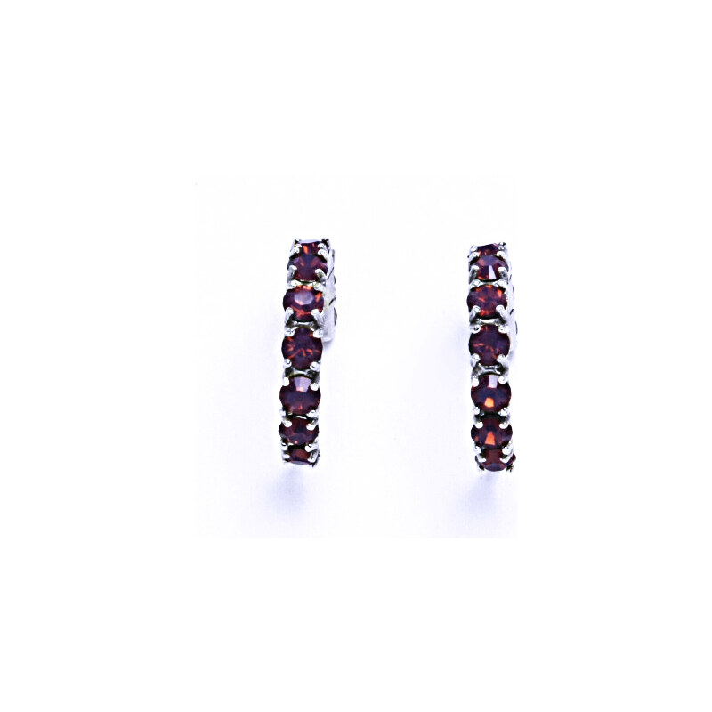 Náušnice stříbrné s krystaly Swarovski Cyclamen Opal, 15946047