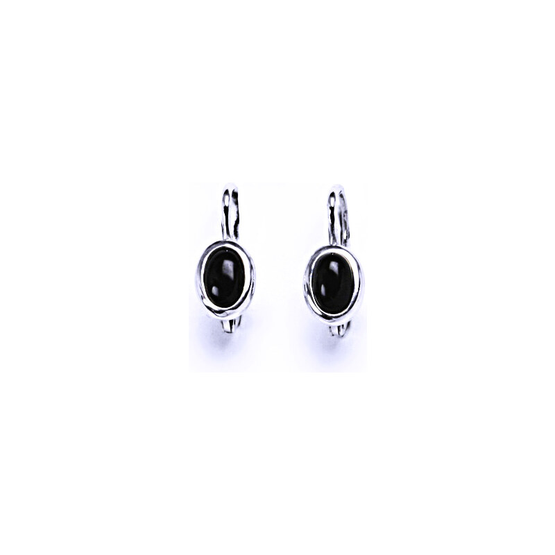 Přírodní onyx, náušnice stříbrné na patent, šperk, 6x4 15946066