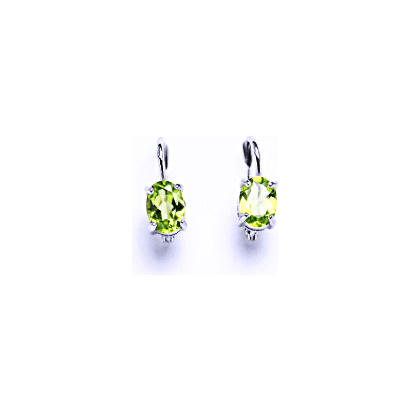 Stříbrné náušnice , přírodní olivín 7x5 mm - NK 1246 15946070