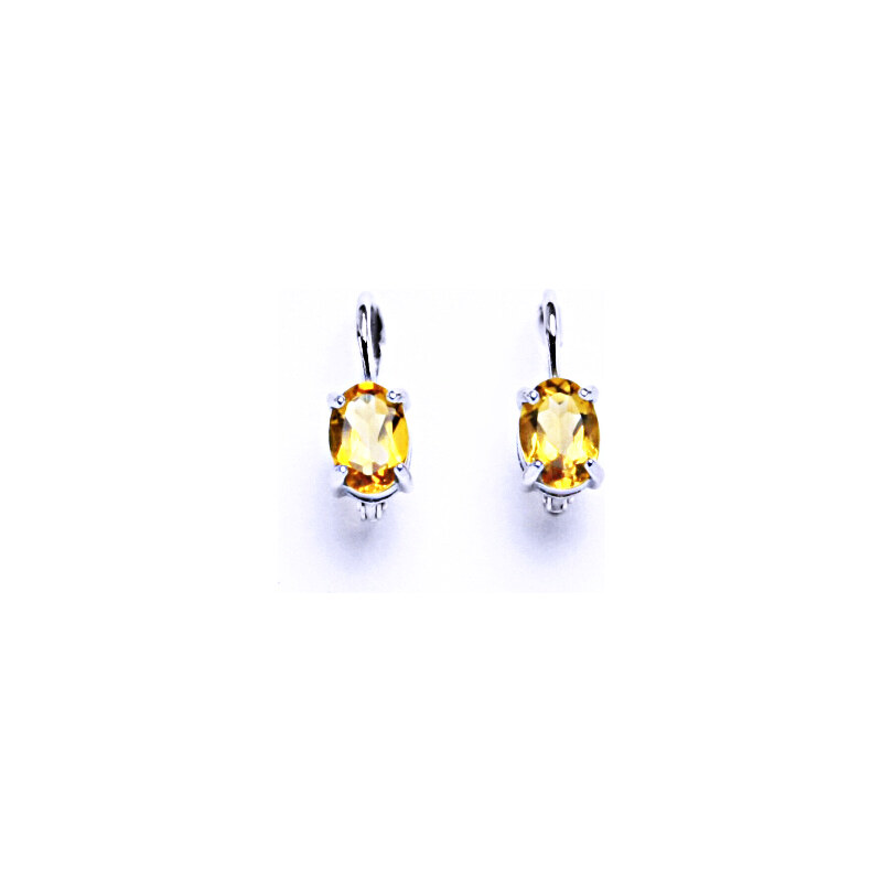 Stříbrné náušnice, přírodní citrín pálený 7x5 mm - NK 15946080