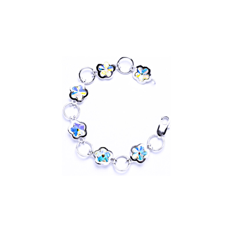 Čištín s.r.o. Stříbrný náramek s krystaly Swarovski kytička AB
