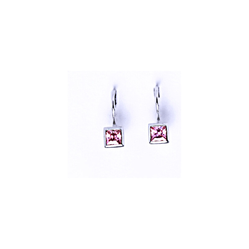 Čištín s.r.o. Stříbrné náušnice , zirkon pink - VE 6