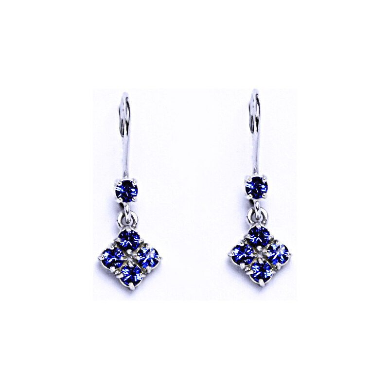 Čištín s.r.o. Stříbrné náušnice se Swarovski krystalem safír NK