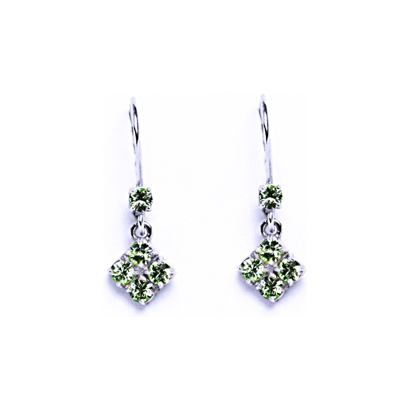 Čištín s.r.o. Stříbrné náušnice se Swarovski krystalem chryzolit