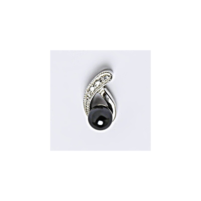 Čištín s.r.o. Stříbrný přívěšek s umělou černou perlou 6 mm, šperk P 1195 Rh