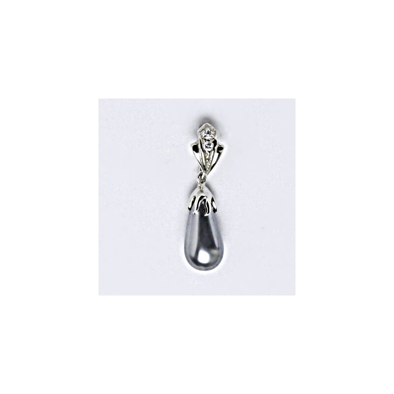 Čištín s.r.o. Stříbrný přívěšek s umělou stříbrnou perlou,šperk , P 1216