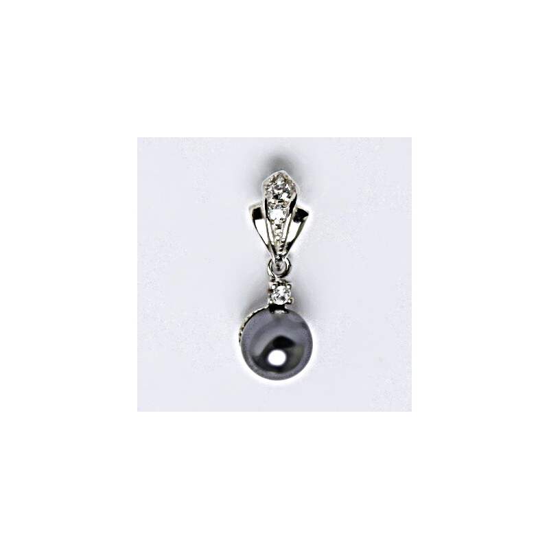 Čištín s.r.o. Stříbrný přívěšek s umělou šedočernou perlou 6 mm, šperk P 1207/1