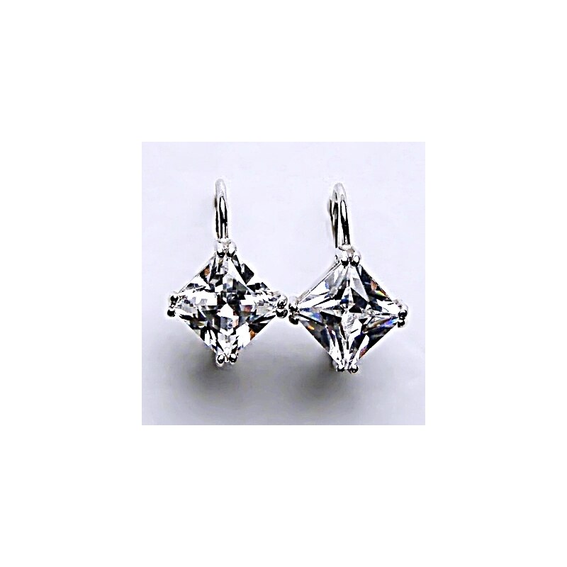Čištín s.r.o. Stříbrné náušnice, čirý zirkon 8x8 mm - NK 1259