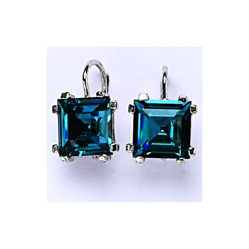 Čištín s.r.o. Stříbrné náušnice, krystal Swarovski blue, NK 1196