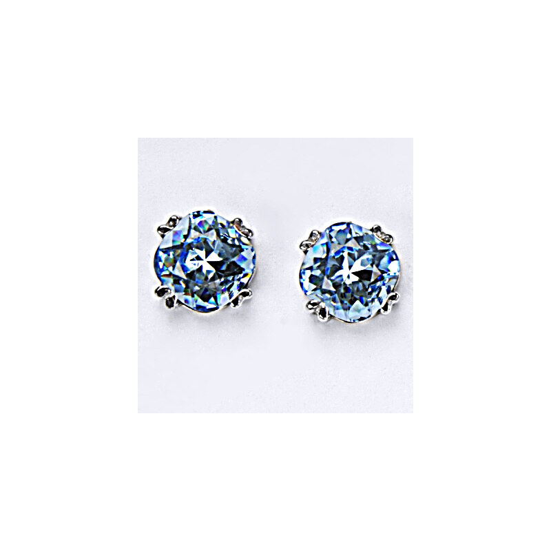 Čištín s.r.o. Stříbrné náušnice, krystal Swarovski, akvamarin,