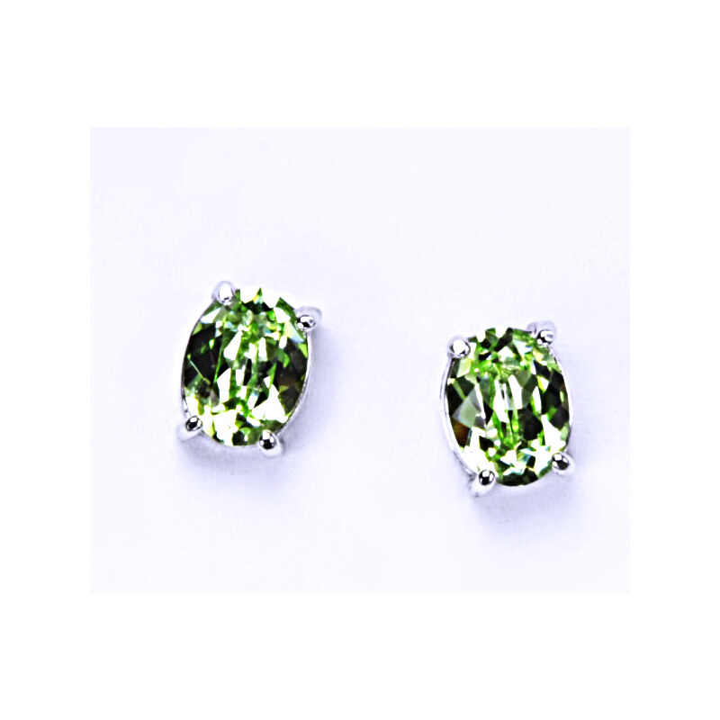Čištín s.r.o. Stříbrné náušnice, krystal Swarovski, chryzolit,