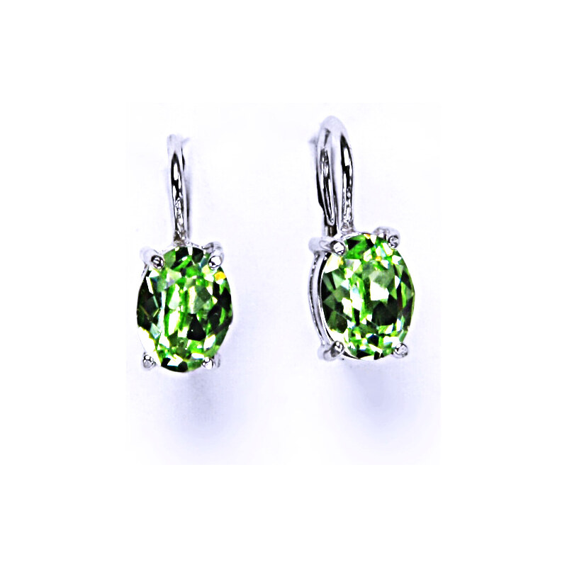 Čištín s.r.o. Stříbrné náušnice, krystal Swarovski, chryzolit,