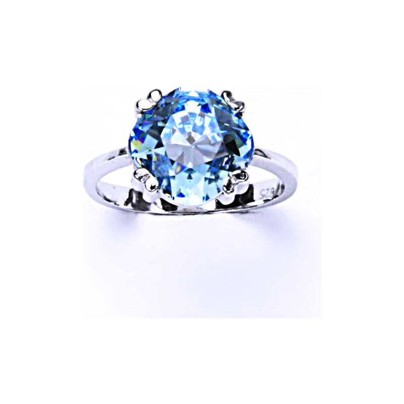 Čištín s.r.o. Stříbrný prsten, krystal Swarovski, akvamarin,