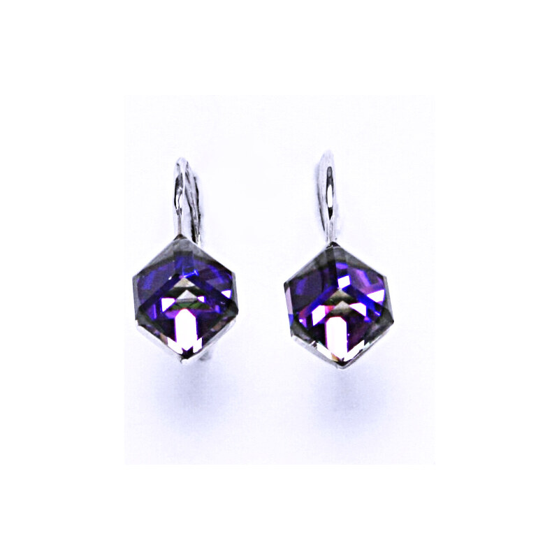 Čištín s.r.o. Stříbrné náušnice, krystal Swarovski, heliotrop,